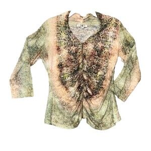 Paris IQ multi colored reptile print zipper front top size large